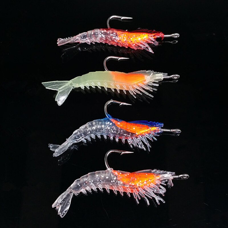 1-4pcs/bag 6cm 3g Luminous Simulation Shrimp Soft Bait Artificial Soft