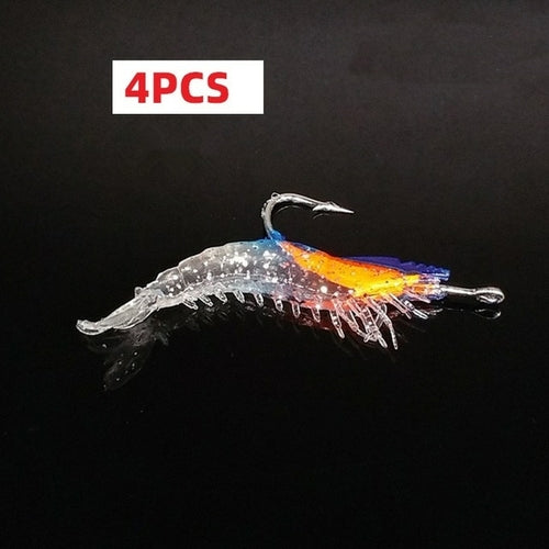 1-4pcs/bag 6cm 3g Luminous Simulation Shrimp Soft Bait Artificial Soft