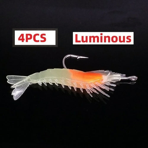 1-4pcs/bag 6cm 3g Luminous Simulation Shrimp Soft Bait Artificial Soft