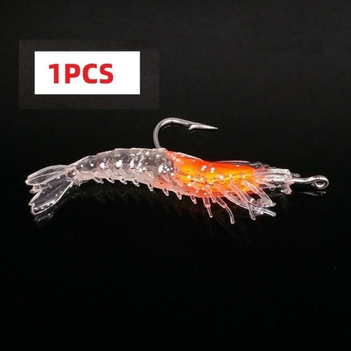 1-4pcs/bag 6cm 3g Luminous Simulation Shrimp Soft Bait Artificial Soft