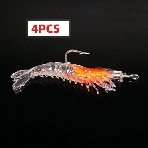 1-4pcs/bag 6cm 3g Luminous Simulation Shrimp Soft Bait Artificial Soft