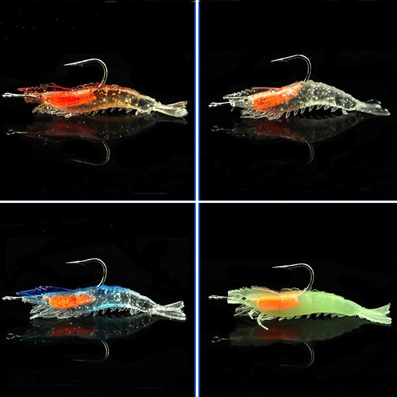 1-4pcs/bag 6cm 3g Luminous Simulation Shrimp Soft Bait Artificial Soft