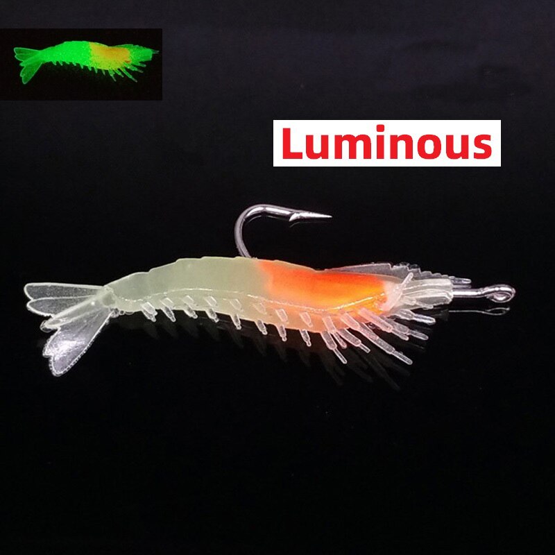 1-4pcs/bag 6cm 3g Luminous Simulation Shrimp Soft Bait Artificial Soft