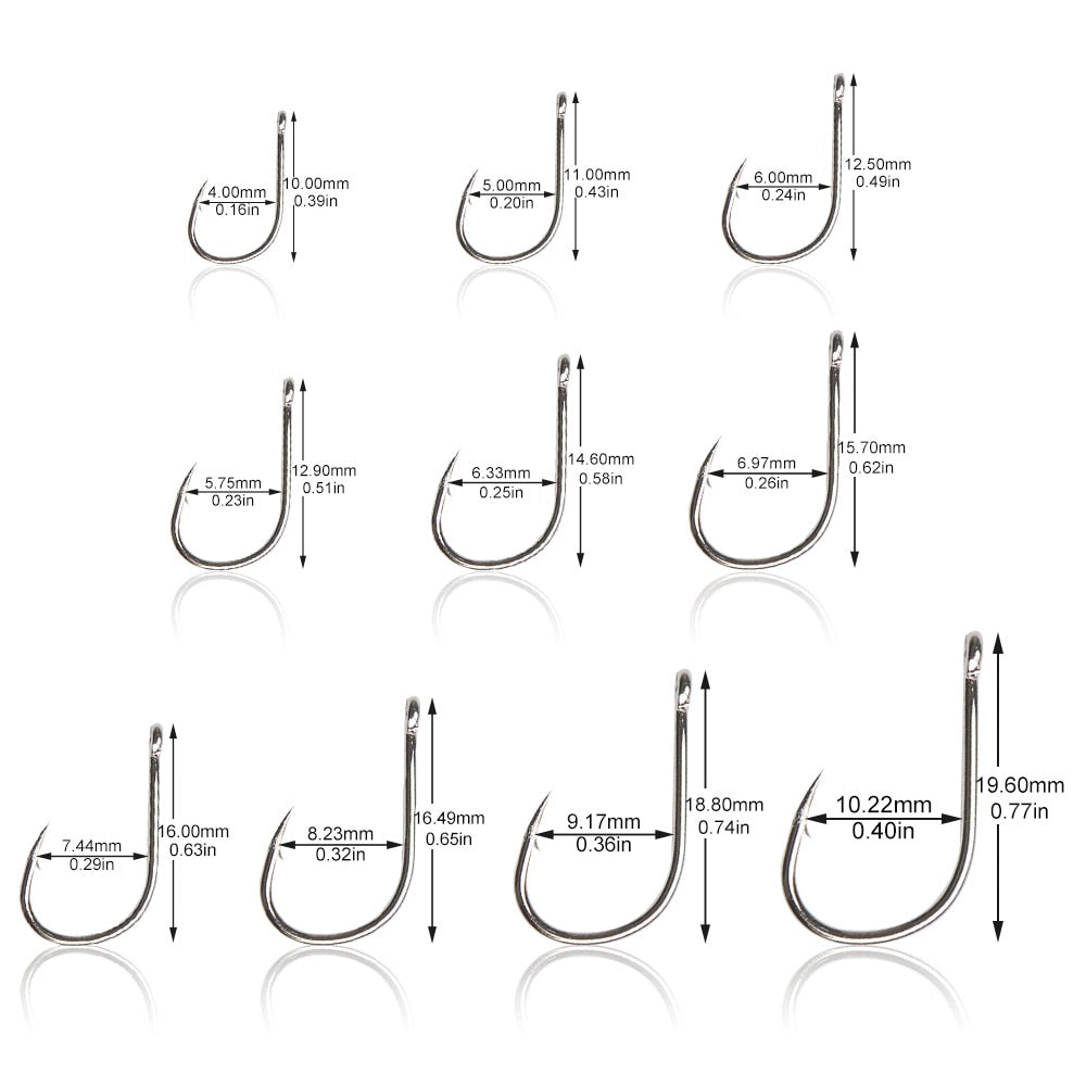 100pcs Fishing Hooks Set Carbon Steel Single Circle Fishhook Fly