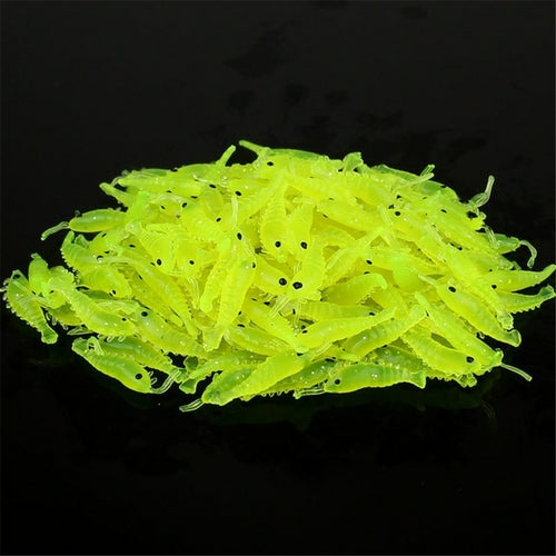 100pcs Soft Silicone Shrimp Fishing Lures 2.7cm 0.3g Small Light Green