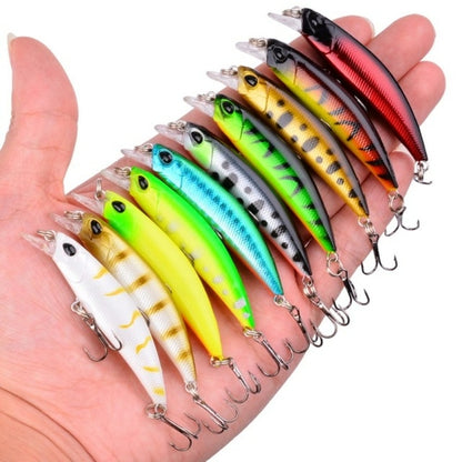 10pcs Laser Slow Minnow Fishing Lure Set 4g 7cm Wobblers Crankbaits