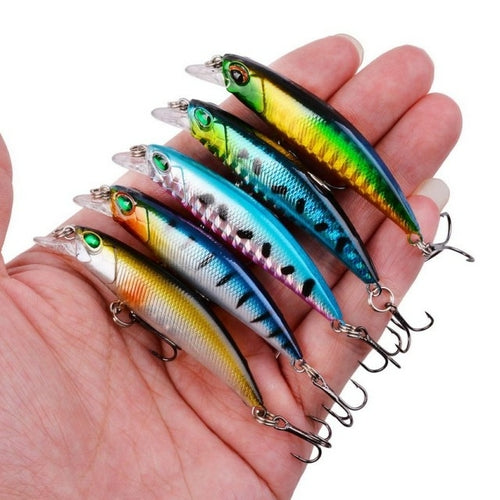 10pcs Laser Slow Minnow Fishing Lure Set 4g 7cm Wobblers Crankbaits