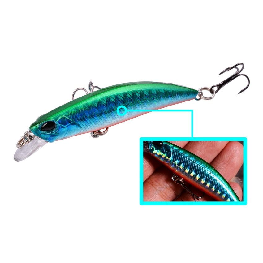 10pcs Laser Slow Minnow Fishing Lure Set 4g 7cm Wobblers Crankbaits