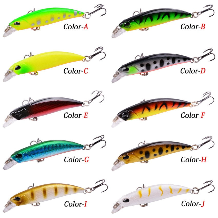 10pcs Laser Slow Minnow Fishing Lure Set 4g 7cm Wobblers Crankbaits