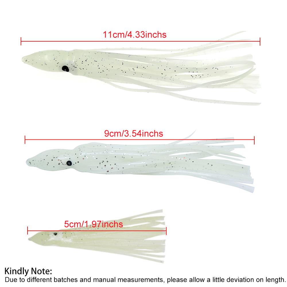 20 pieces Luminous Squid Skirts Soft Lure pesca 5cm/9cm/11cm Night