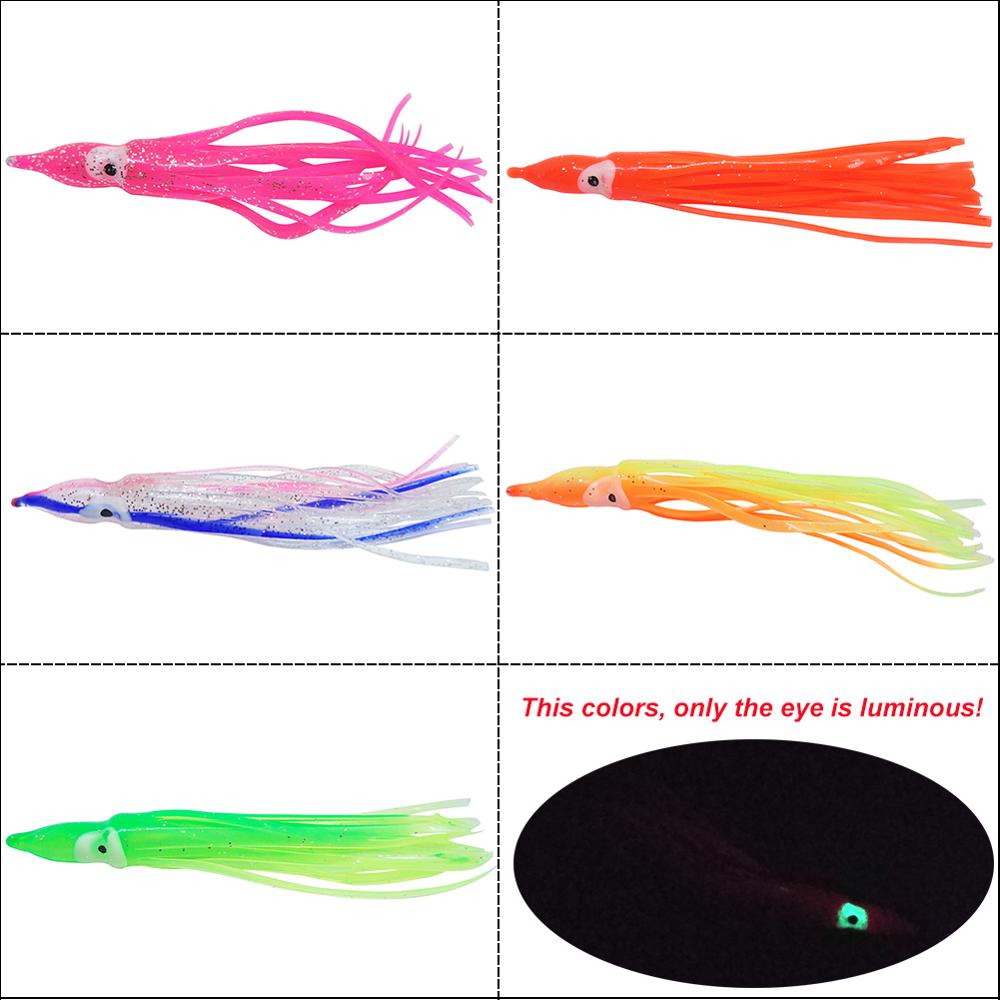 20 pieces Luminous Squid Skirts Soft Lure pesca 5cm/9cm/11cm Night