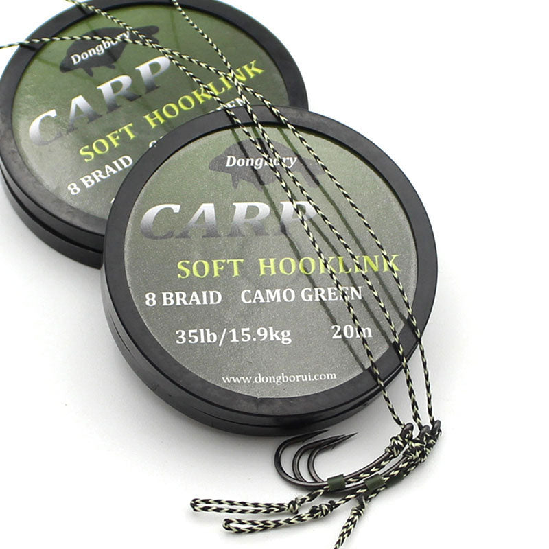 20m Carp Fishing Line Soft Hook Link 8 Strand Uncoated Braid Line Hair