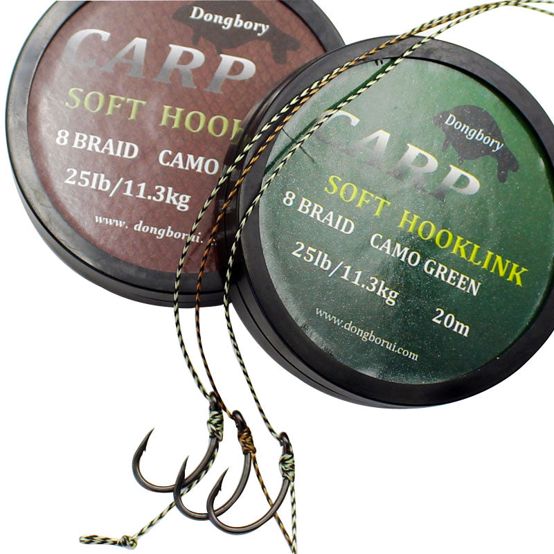 20m Carp Fishing Line Soft Hook Link 8 Strand Uncoated Braid Line Hair