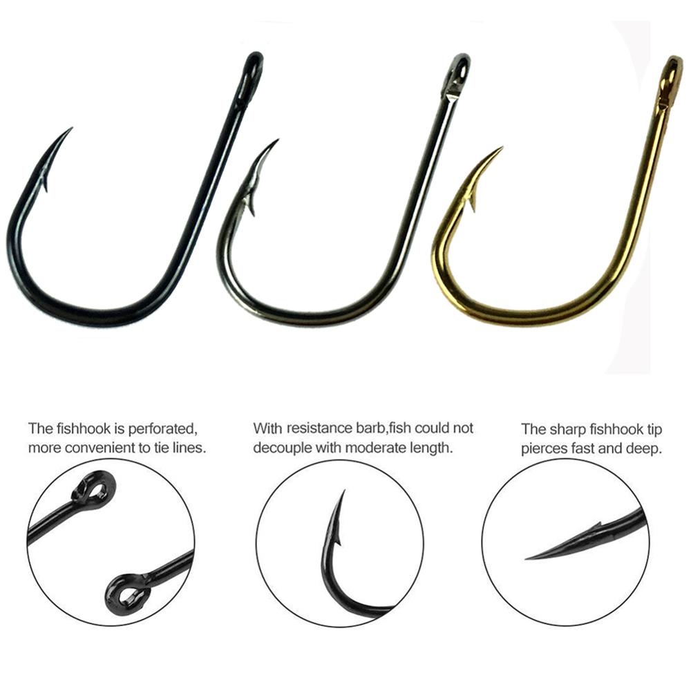 500 Pcs #3-#12 Silver Black Gold Freshwater Fishing Hooks Carp