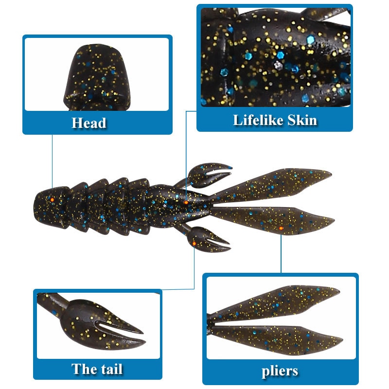 5PCS/lot Simulation Fake Shrimp Lobster Soft Bait 8cm 10cm 12cm Maggot