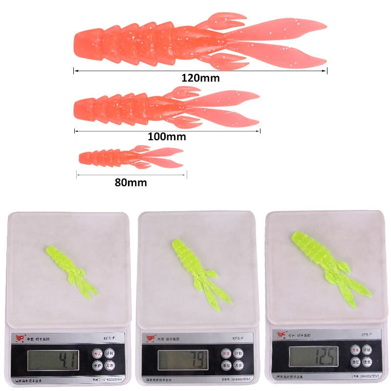 5PCS/lot Simulation Fake Shrimp Lobster Soft Bait 8cm 10cm 12cm Maggot