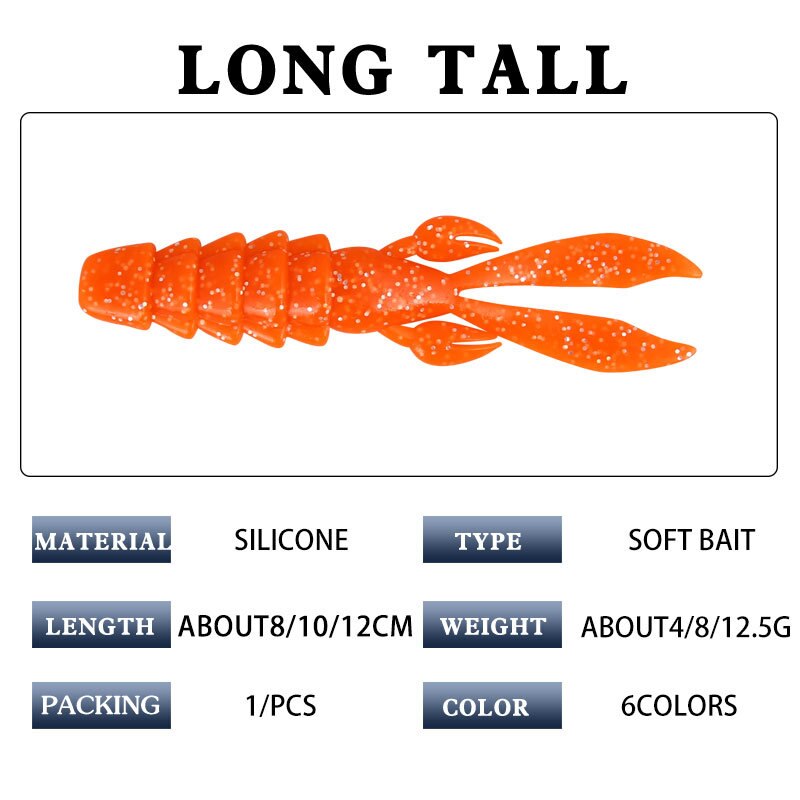 5PCS/lot Simulation Fake Shrimp Lobster Soft Bait 8cm 10cm 12cm Maggot