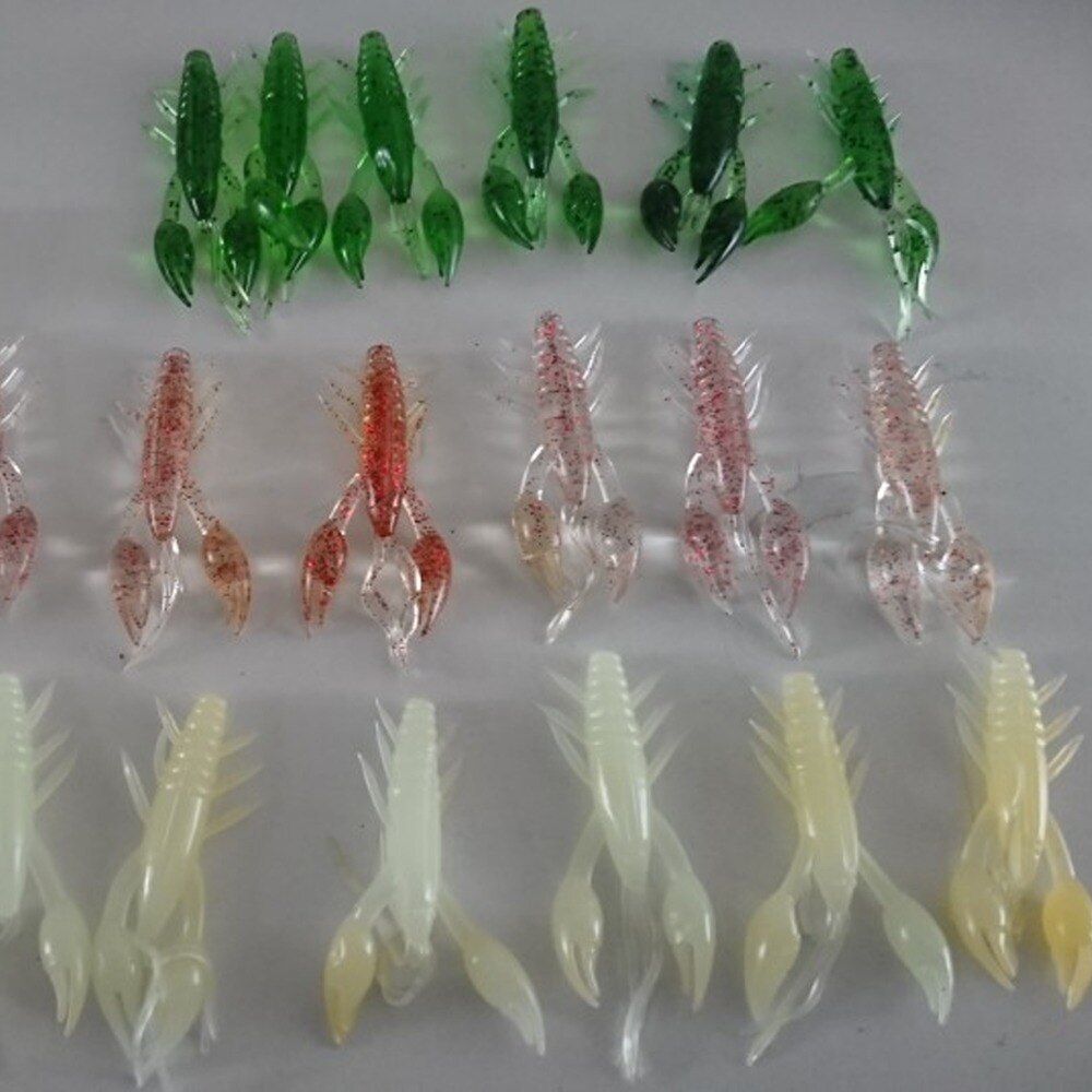 9Pcs 5g 7CM Glow Shrimp Crayfish Fishing Soft Lure Pesca Bass Fishing