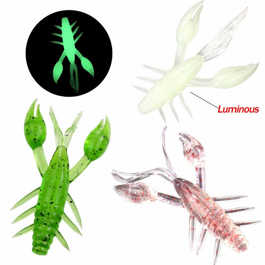 9Pcs 5g 7CM Glow Shrimp Crayfish Fishing Soft Lure Pesca Bass Fishing