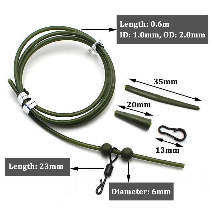 3x Pre Rigged Rig Tube Helicopter Chod Hair Rigs Swivel Carp Fishing Accessories Tackle Links Leader  Tail Rubber &amp; Line Aligner