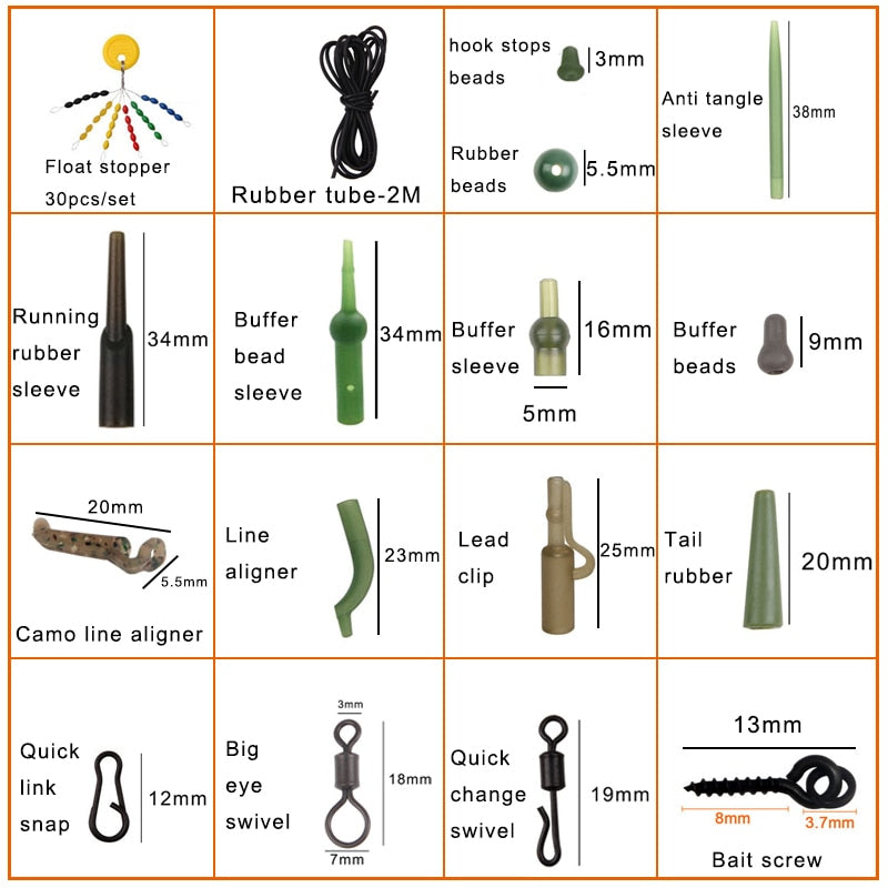 Carp fishing accessories Kit Matte carp swivels Soft Anti tangle sleeve carp fishing connector terminal fishing carp tackle