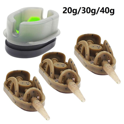 Carp Fishing Inline Flat Method Feeder Portable 3+1 Inline Method Carp Fishing Bait Basket Feeders Mould Set Pesca Fish Tackle