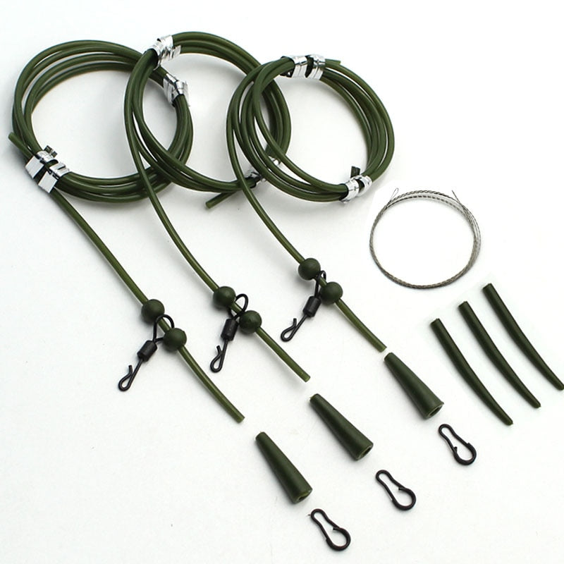 3x Pre Rigged Rig Tube Helicopter Chod Hair Rigs Swivel Carp Fishing Accessories Tackle Links Leader  Tail Rubber &amp; Line Aligner