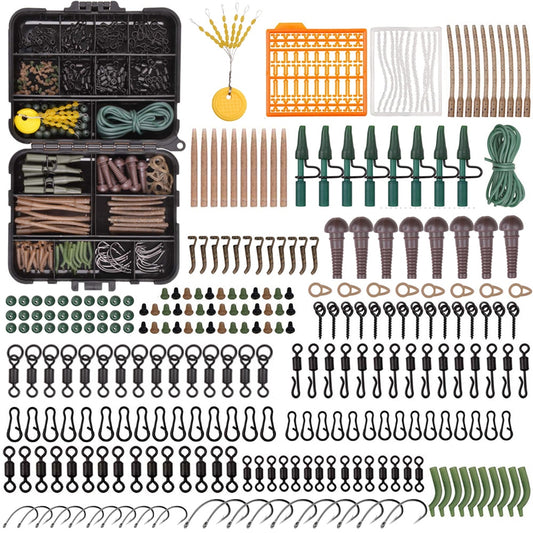 292Pcs Carp Fishing equipment fishing Carp tackle rigs accessories set with Anti Tangle Sleeve Lead clips Matt swivels connector