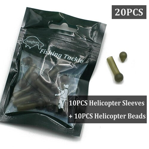 20PCS Carp Fishing Accessories Helicopter Rig Rubber Sleeve Heli Chod Bead Fishing Anti Tangle Sleeve Carp Chod Rig Tackle Tools