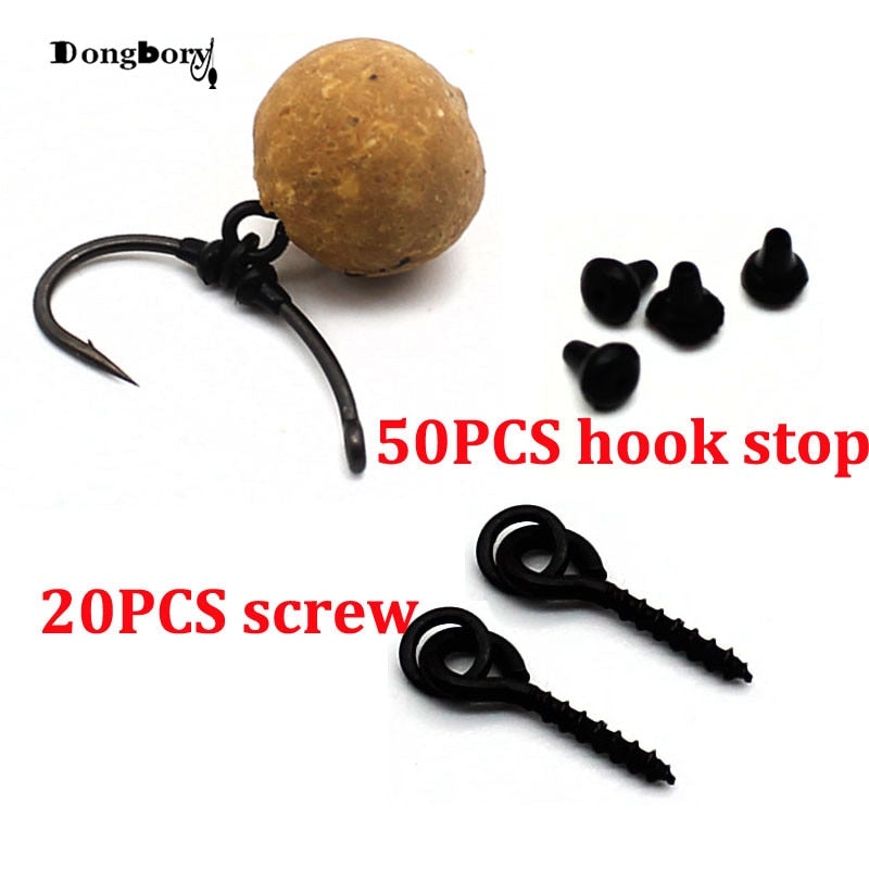 50 Pcs Hook Stop Stoper Shank Beads 20PCS Carp Fishing Boilies Bait Screw Bait Holder POP UP Boilies Accessories Spike Hair Rig