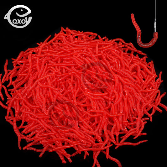 QXO Fishing Lure Smell Shrimp Swimbait Red Worm Soft Silicone