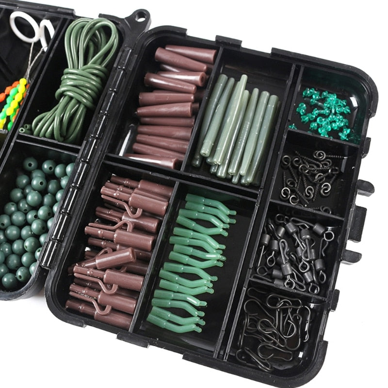 275 Pcs/Box Multifunctional Carp Fishing Accessories Kit With Fishing Tackle Box Jig Hooks Fishing Swivels Snaps Tools