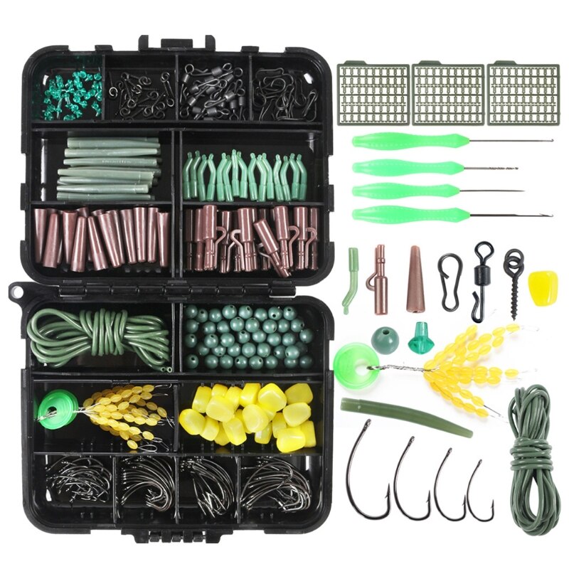 275 Pcs/Box Multifunctional Carp Fishing Accessories Kit With Fishing Tackle Box Jig Hooks Fishing Swivels Snaps Tools