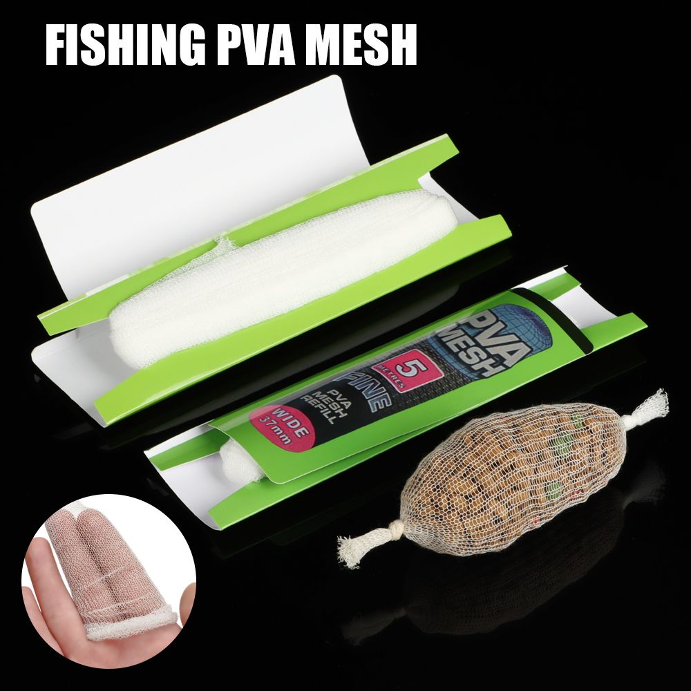 5M/20M Soluble PVA Mesh Refill Carp Fishing Feeder Fishing Lures Refill Rig Hook Bait Wrap Bags 25mm 37mm 44mm PVA Bag